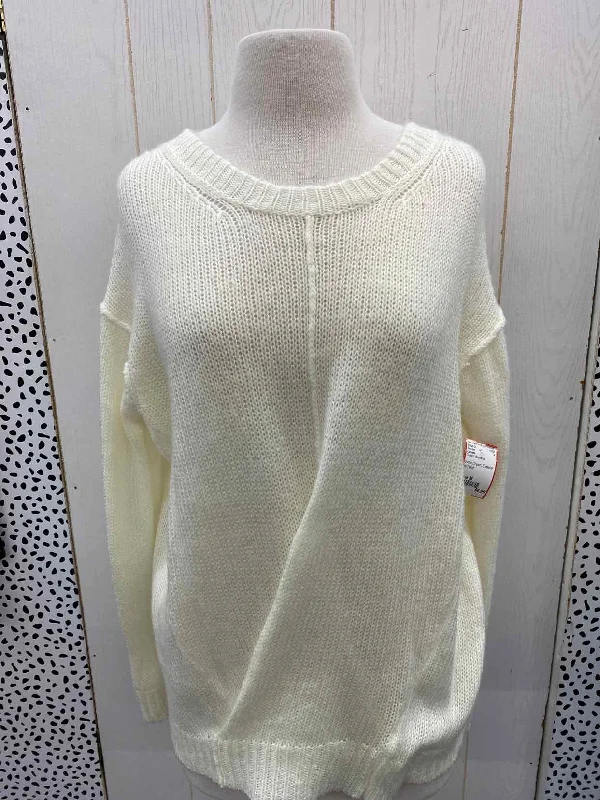 Lumiere Cream Womens Size M Sweater Glossy Satin Silk