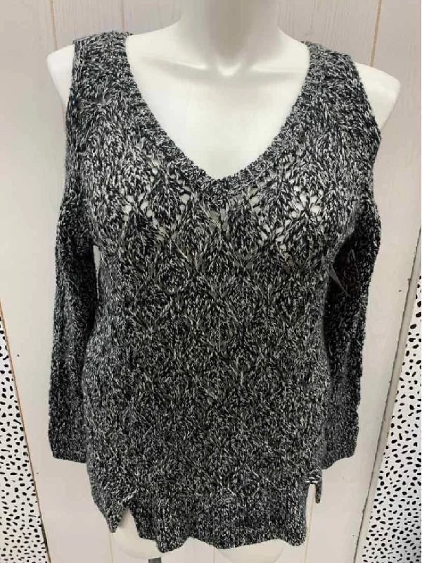 Maurices Black Womens Size L Sweater Hooded Sweater Collared Sweater Shawl Collar