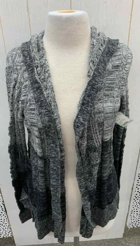 Maurices Gray Womens Size Small Sweater Zippered Front Buttoned Front Snap Front