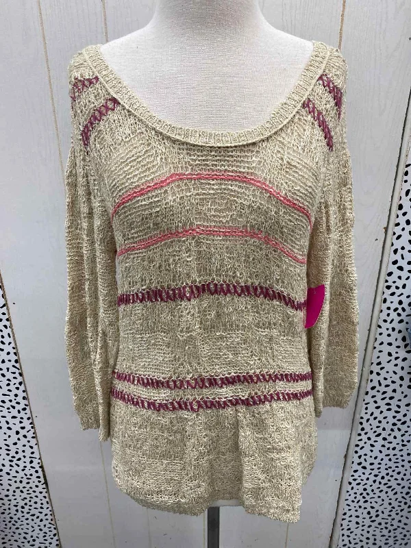 Maurices Tan Womens Size M Sweater Sequined Glittery Shiny