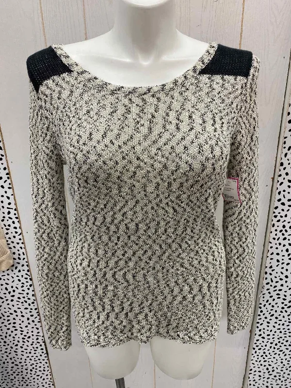 Maurices White Womens Size L Sweater Lace Blend Ribbed Blend Corduroy Blend