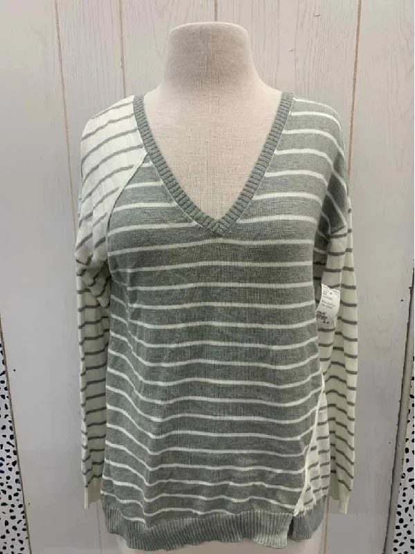 Motto Gray Womens Size XS Sweater Plaid Sweater Polka Dot Checkered