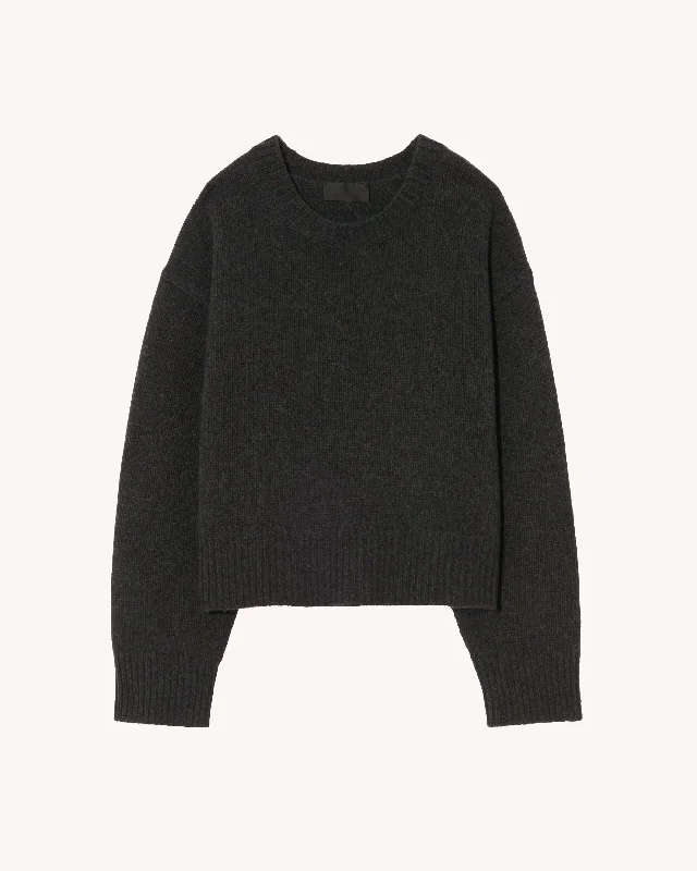 Nili Lotan - Haisley Sweater in Dark Charcoal Melange Houndstooth Herringbone Solid