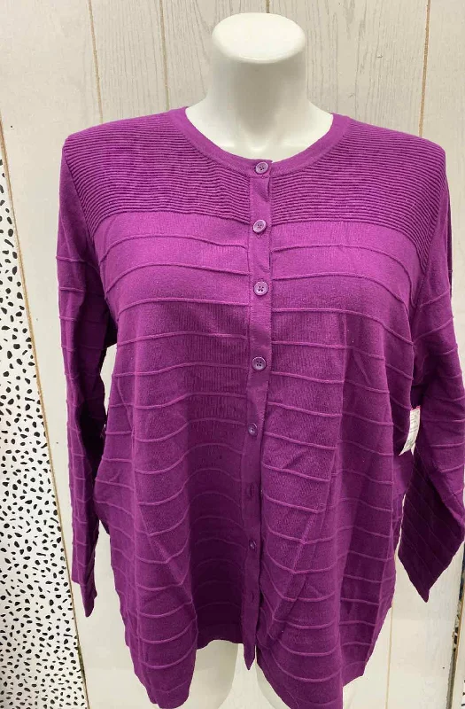 Northcrest Purple Womens Size 2X Sweater Wool Fabric Cashmere Fabric Tweed Fabric