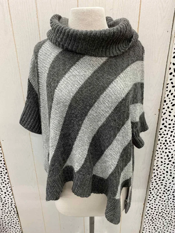 Old Navy Gray Womens Size M/L Sweater Mesh Blend Leather Blend Suede Blend