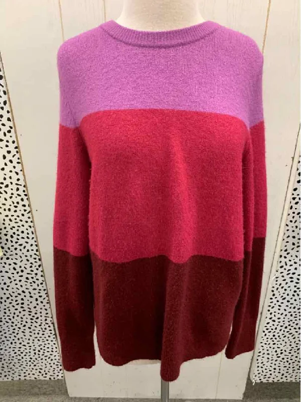 Old Navy Purple Womens Size M Tall Sweater Lace Blend Ribbed Blend Corduroy Blend