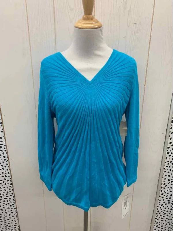 Peter Nygard Blue Womens Size M Sweater Stretchy Elastic Breathable