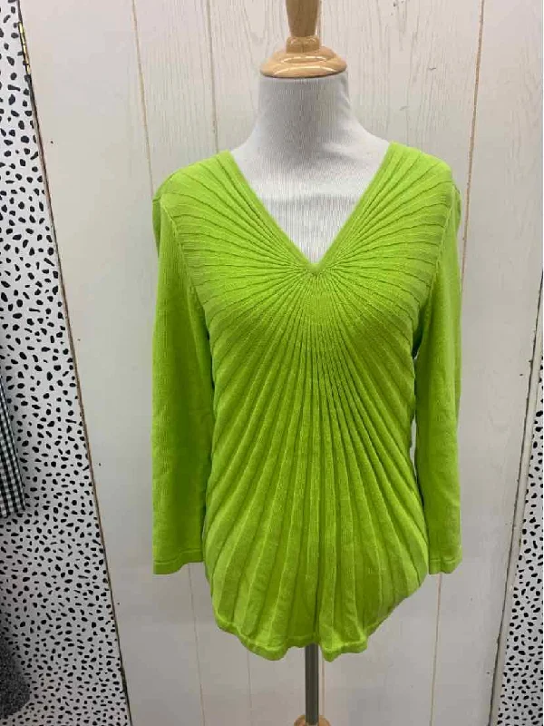 Peter Nygard Green Womens Size M Sweater Seamless Knitted Crochet