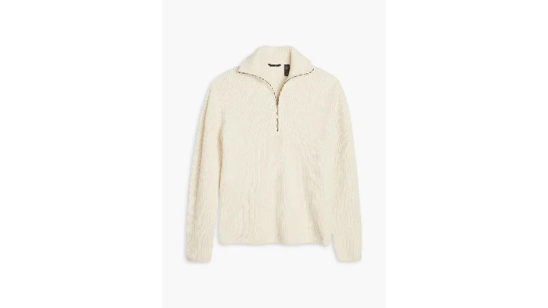 Quarter Zip Sweater, Regular Fit Spandex Rayon Corduroy