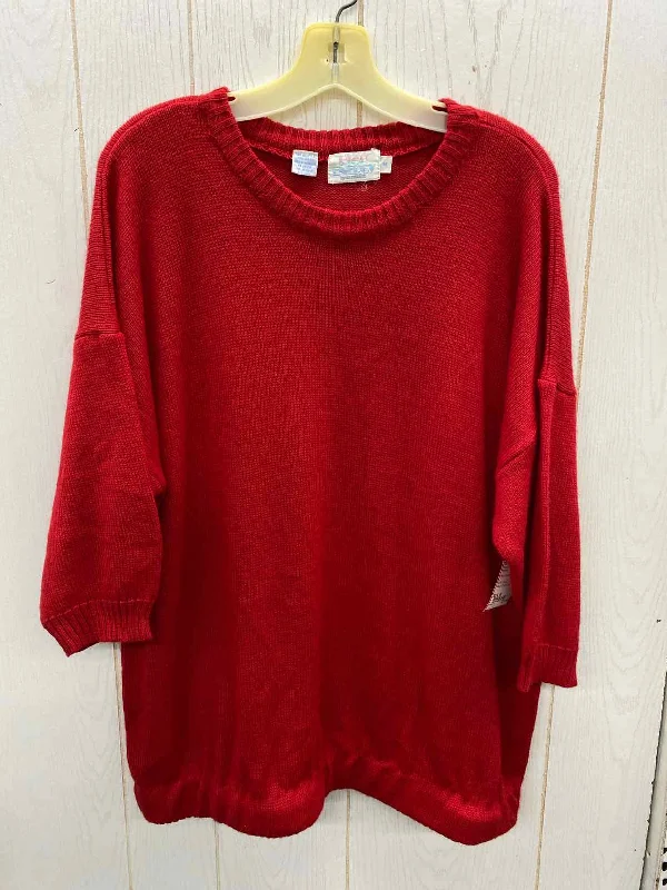Red Womens Size M Sweater Velvet Chenille Corduroy