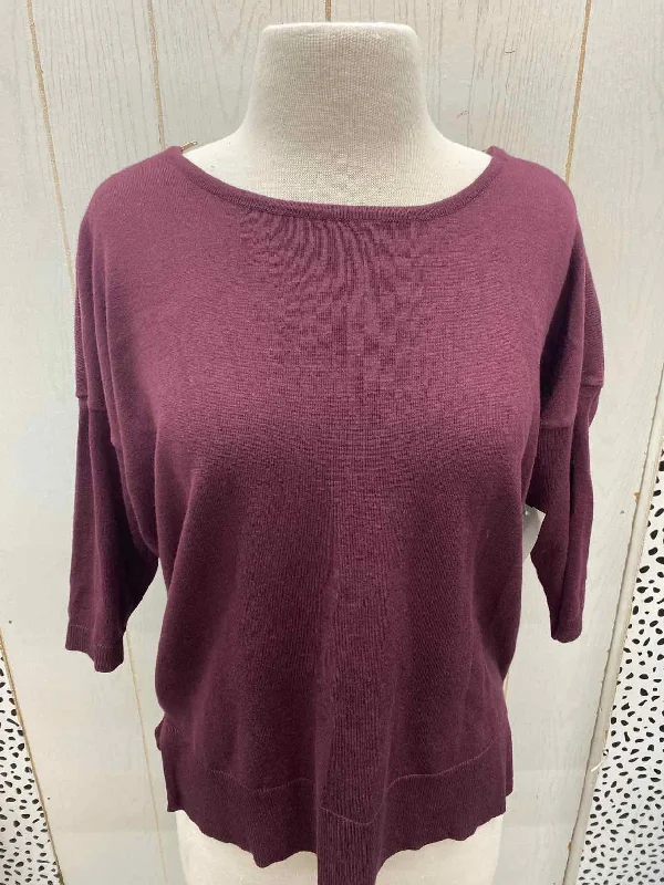Roz & Ali Burgundy Womens Size Small Sweater Fitted Loose Oversized