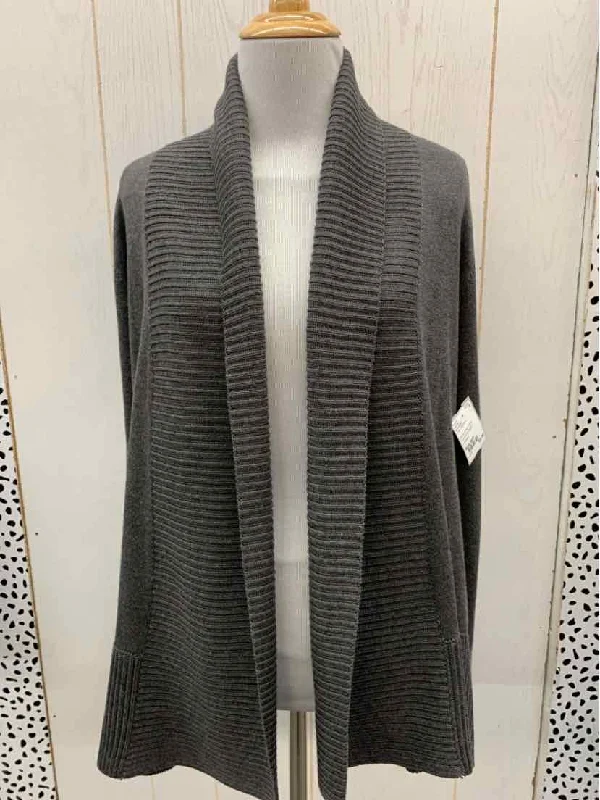 Roz & Ali Gray Womens Size M/P Sweater Denim Fabric Leather Fabric Suede Fabric