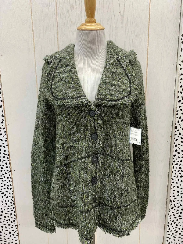 Seventh Ave Green Womens Size Small Sweater Solid Print Embellished