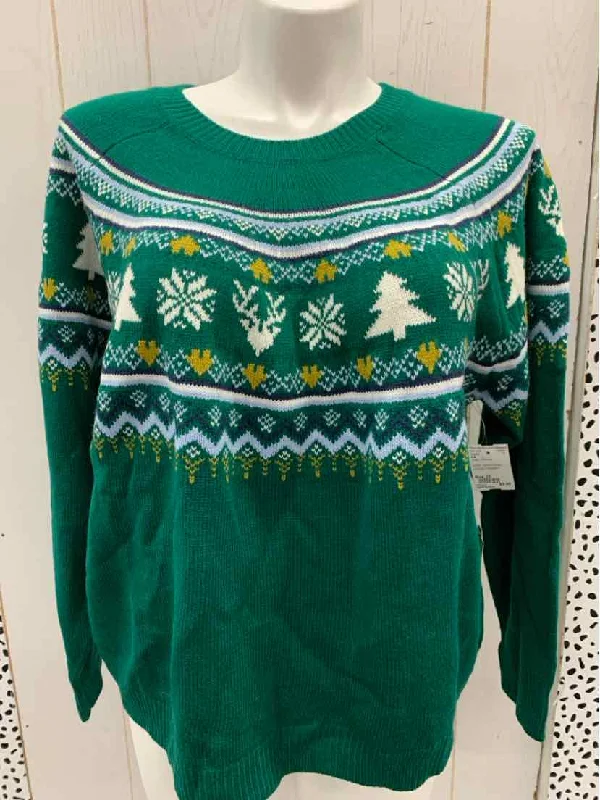 SJB Green Womens Size 2X Sweater Zippered Front Buttoned Front Snap Front