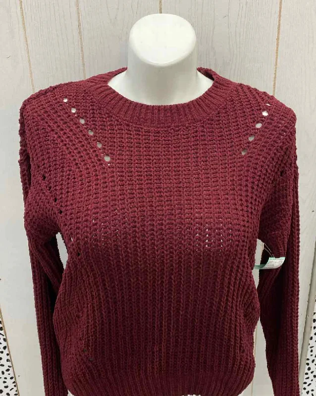 So Burgundy Womens Size L Sweater Boat Neck Shawl Collar Notched Collar