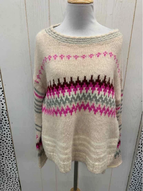 Solutions Pink Womens Size Small Sweater Jersey Fabric Tulle Fabric Batik Fabric