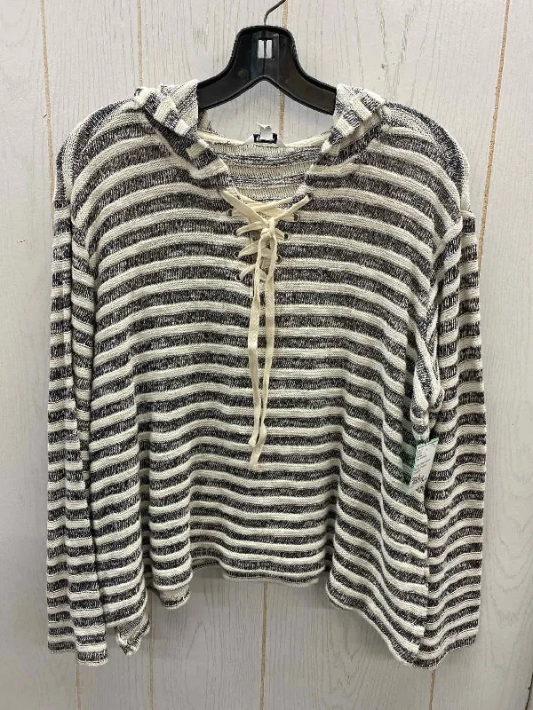 Sonoma Gray Womens Size XL Sweater Ribbed Striped Patterned