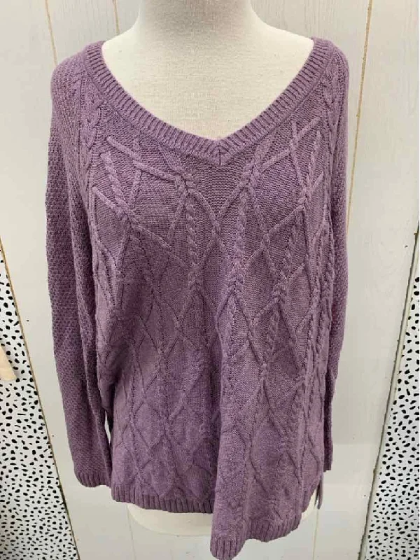Sonoma Purple Womens Size M Sweater Transparent Opaque Sheer