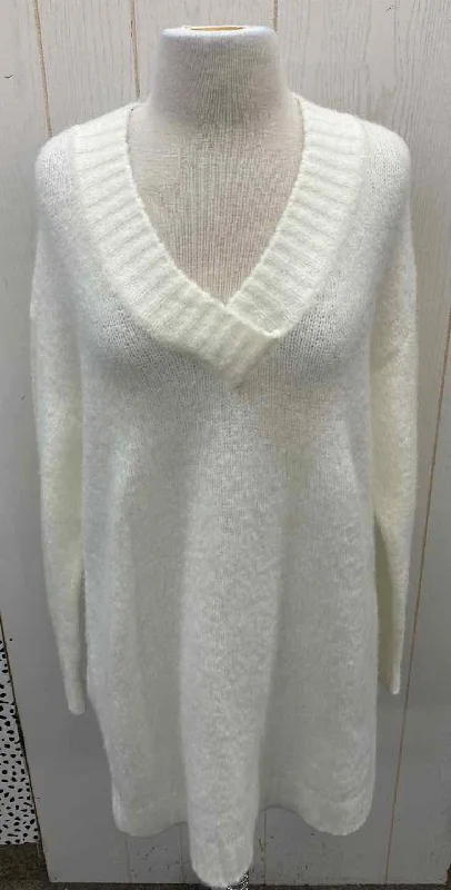 Staccato Cream Womens Size Small Sweater Front Pockets Side Pockets Patch Pockets