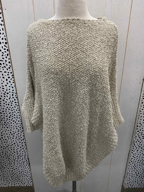 Style & Co Beige Womens Size S/M Sweater Cotton Fabric Linen Fabric Terry Fabric