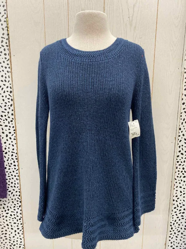 Style & Co Navy Womens Size Small Sweater Boat Neck Shawl Collar Notched Collar