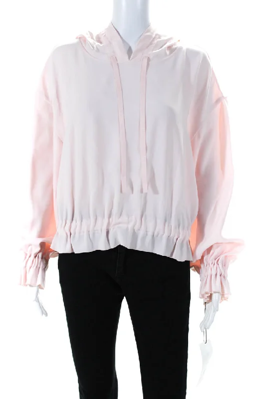 Adeam Womens Dahlia Hoodie Powder Pink Hoodie with Elastic Waist Stretchable Comfortable