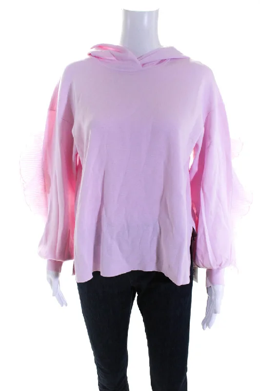 Adeam Womens Heather Hoodie Cherry Blossom Hoodie with High-Low Hem Asymmetrical Trendy