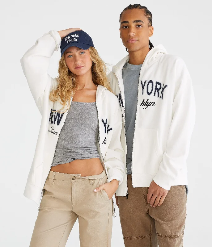 Aeropostale Brooklyn New York Essentials Full-Zip Hoodie Hoodie with Zipper Placket Modern Functional