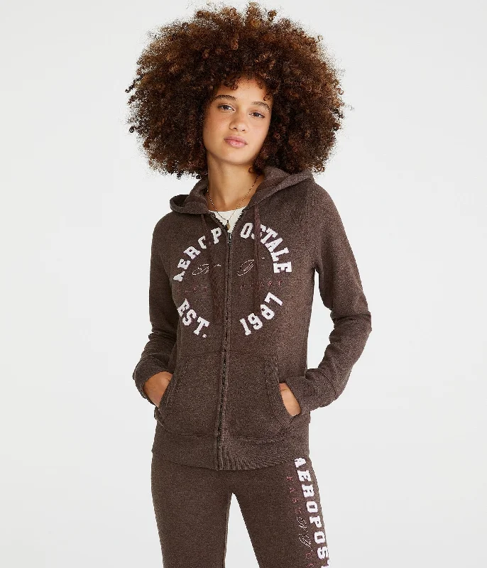 Aeropostale East Coast Full-Zip Hoodie Hoodie with Cropped Fit Short Trendy