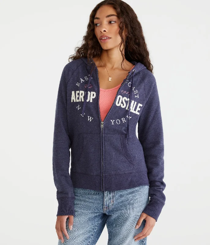 Aeropostale East Coast Full-Zip Hoodie Hoodie with Set-In Sleeves Structured Classic