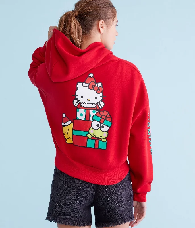Aeropostale Hello Kitty Gifts Cropped Full-Zip Hoodie Hoodie with Puffed Sleeves Voluminous Trendy
