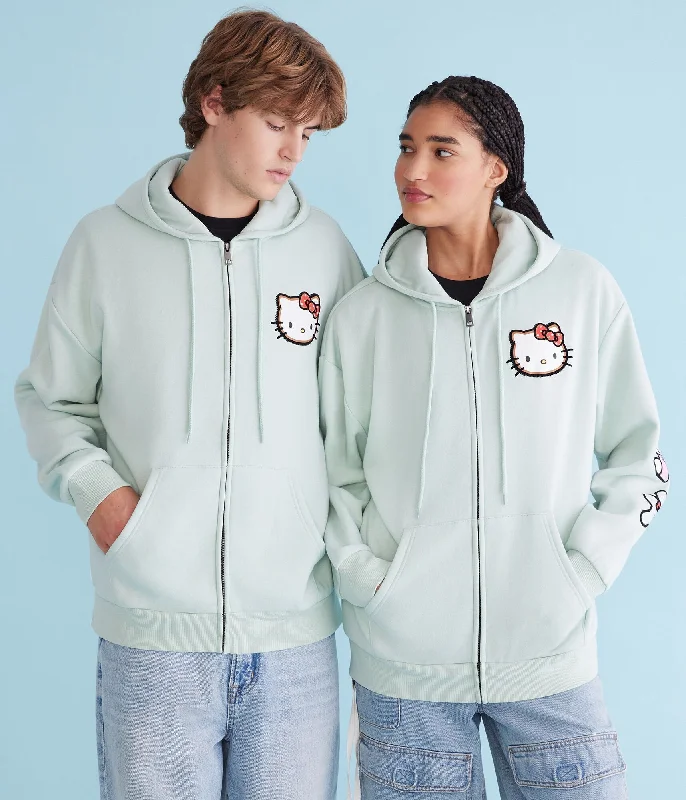 Aeropostale Hello Kitty Gingerbread Full-Zip Hoodie Hoodie with Rolled Sleeves Casual Relaxed