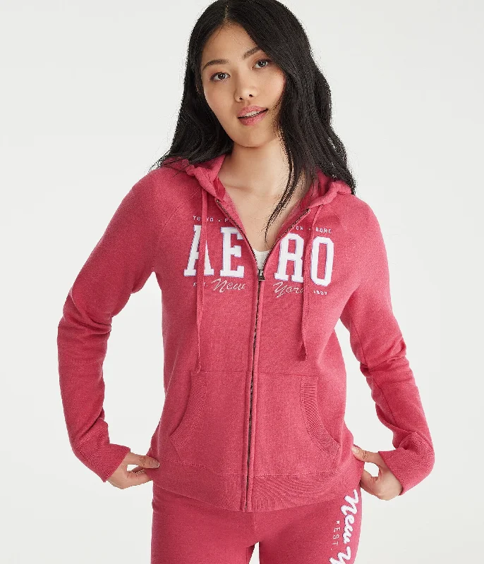 Aeropostale New York Full-Zip Hoodie Hoodie with Hem Detail Decorative Unique