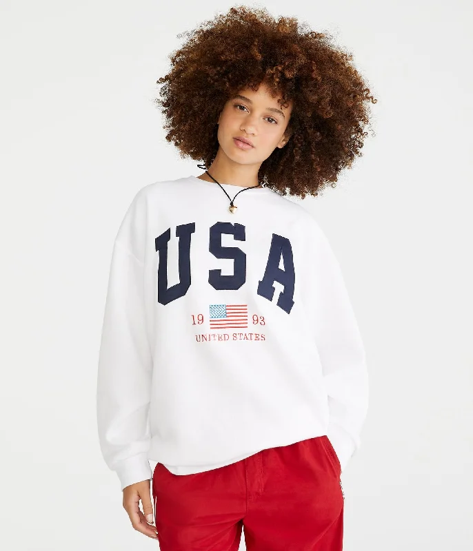 Aeropostale Usa Oversized Crew Sweatshirt Hoodie with V-Neck Classic Versatile