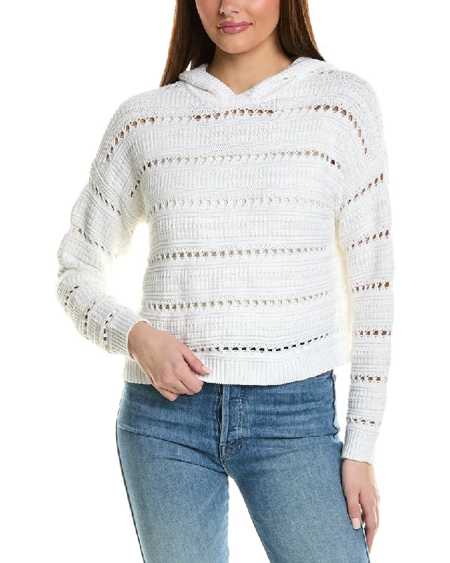 Autumn Cashmere Pointelle Hoodie Hoodie with Hem Frayed Vintage Worn