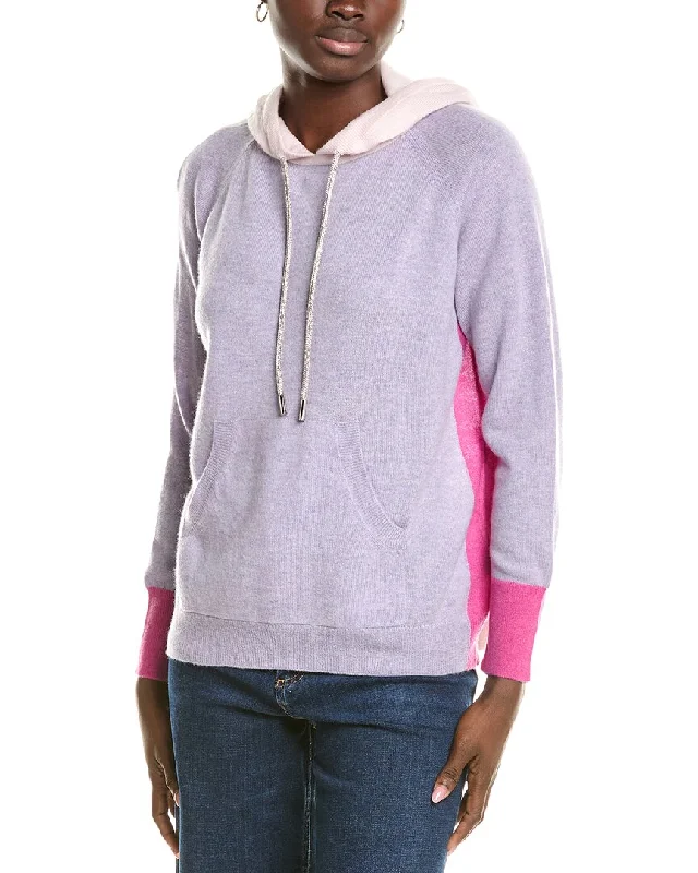 Brodie Cashmere Wool & Cashmere-Blend Contrast Bling String Hoodie Hoodie with Ribbed Cuffs Snug Fit Comfort