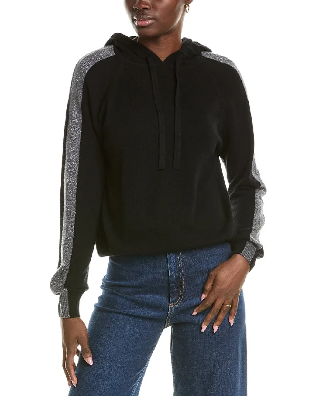 Brodie Cashmere Wool & Cashmere-Blend Lurex Stripe Hoodie Hoodie with Patch Decorative Personalized