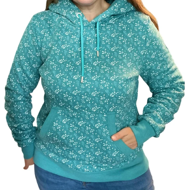 Dainty Leaf Hoodie In Teal Hoodie Crop Top Short Trendy