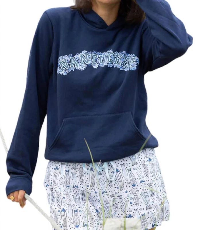Endless Summer Nantucket Hoodie In Navy Hoodie with Hem Ribbing Snug Secure