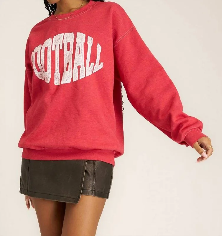 Football Sweatshirt In Red Dahlia Hoodie with Magnetic Closure Innovative Modern
