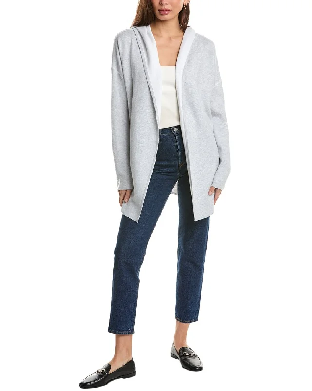 Forte Cashmere Reversible Coverstitch Cashmere-Blend Hoodie Hoodie with Drop Shoulder Relaxed Streetwear
