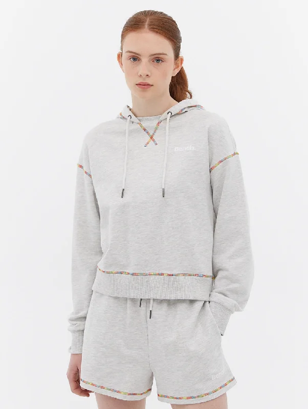 French Terry Cropped Hoodie with Multi Colour Stitch Hoodie with Snap Buttons Easy Quick