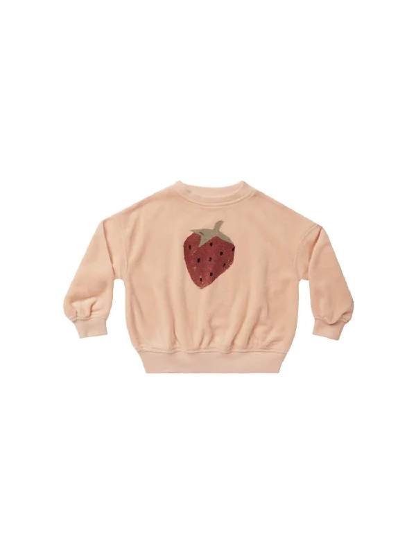 Girls Sweatshirt In Strawberry Hoodie with Zipper Placket Modern Functional