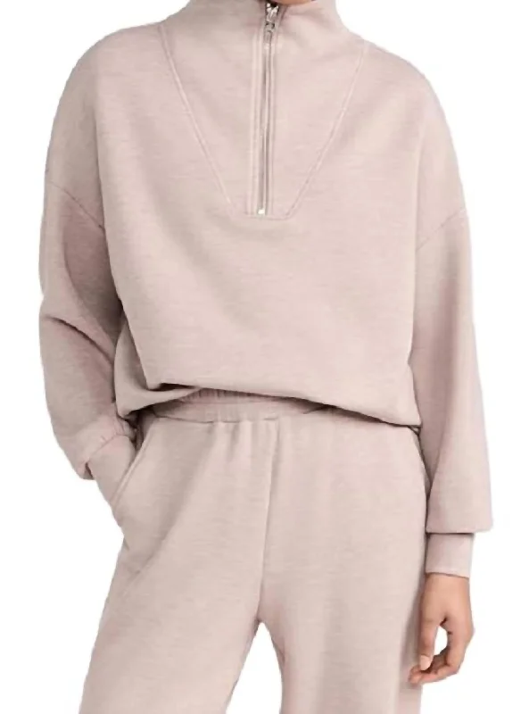 Hawley Half Zip Sweatshirt In Taupe Marl Hoodie with Earth Tones Natural Calm