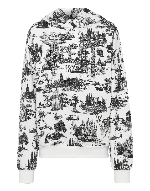 Hoodie sweatshirt Crystal Stones En PLEIN air Hoodie with Metallic Shiny Futuristic