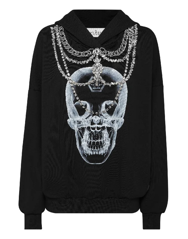 Hoodie sweatshirt X-Ray with Crystals Hoodie with Pattern Geometric Abstract