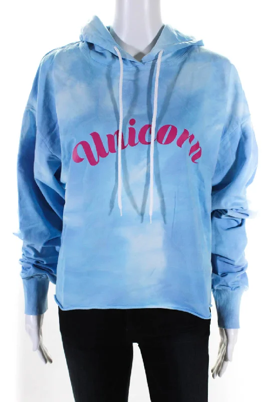 Ireneisgood Womens Crop Hoodie - Blue Hoodie with Back Slit Movement Comfort