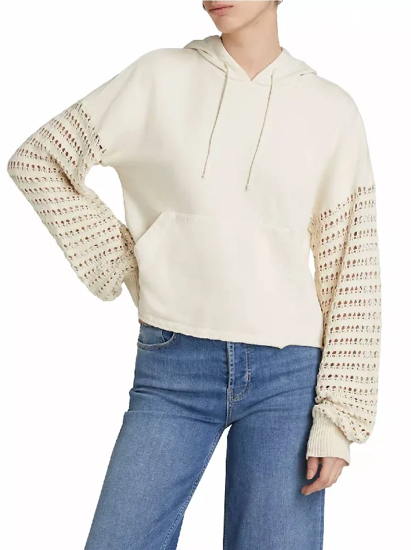 Joyce Sweatshirt Hoodie In Flax Hoodie with Contrast Stitching Detailed Premium