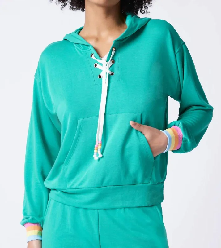 Live In Color Hoodie In Sea Green Hoodie with Color Block Contrast Stylish