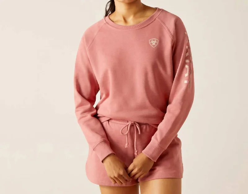 Logo Sweatshirt In Dusty Rose Hoodie with Logo Branding Identity